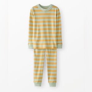 Hanna Andersson neutral blue/yellow cotton Pajama 2pc Set striped toddler 2T